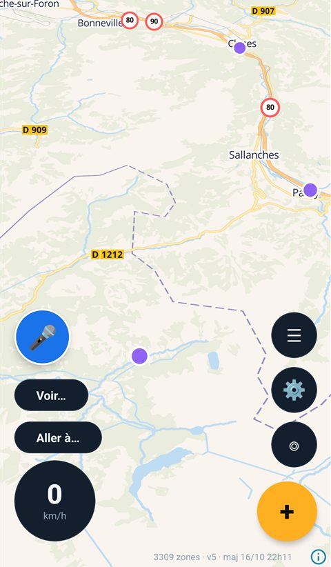 Carte de Vigirota avec les limitations de vitesse et les travaux