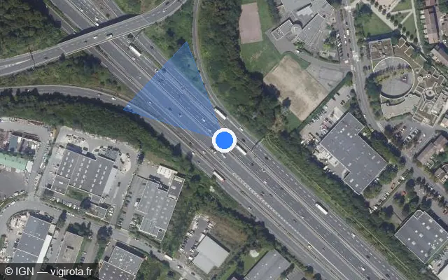 Vue satellite de l'emplacement du radar fixe à Ris-Orangis sur A 6 / E 15 / Autoroute du Soleil
