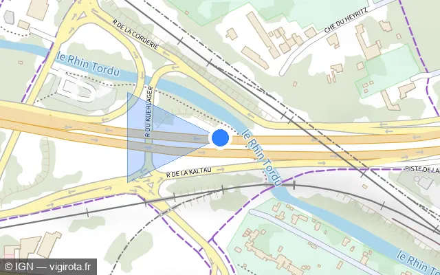 Vue plan de l'emplacement du radar fixe à Strasbourg sur M 352 / E 52