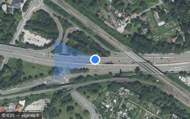 Vue satellite de l'emplacement du radar fixe à Strasbourg sur M 352 / E 52