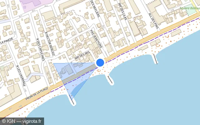 Vue plan de l'emplacement du radar fixe à Cagnes-sur-Mer sur Promenade de la Plage / M 6098