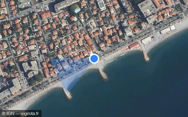 Vue satellite de l'emplacement du radar fixe à Cagnes-sur-Mer sur Promenade de la Plage / M 6098