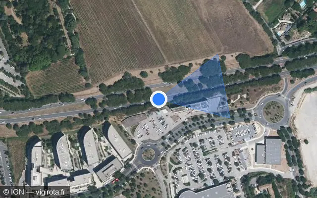Vue satellite de l'emplacement du radar fixe à Castelnau-le-Lez sur Avenue Président Pierre Mendès France / M 66