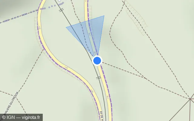 Vue plan de l'emplacement du radar fixe à Viroflay sur Avenue de Harlow / D 53