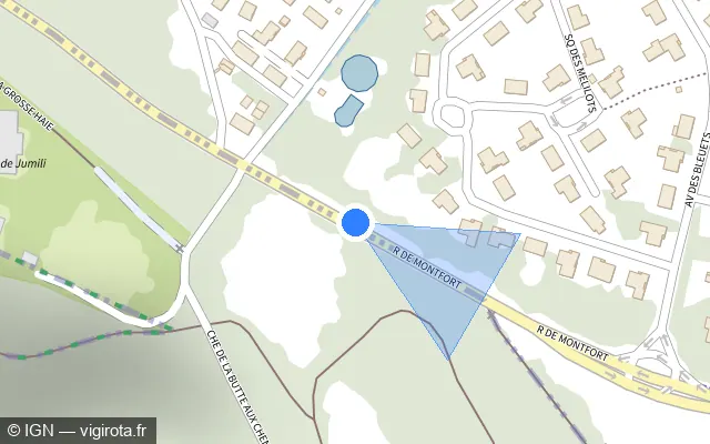 Vue plan de l'emplacement du radar fixe à Maurepas sur Rue de la Butte Rouge / D 13