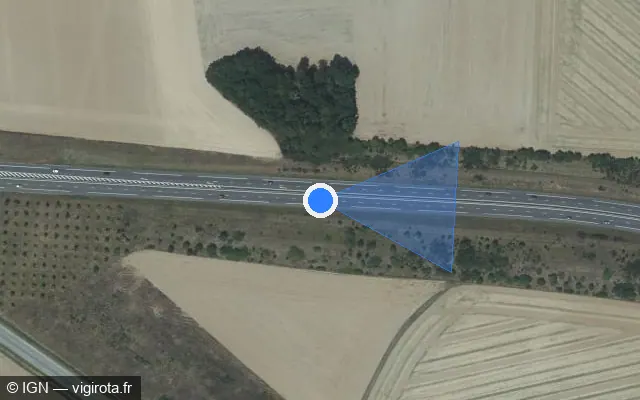 Vue satellite de l'emplacement du radar fixe à Parville sur N 1013 / Déviation de Parville
