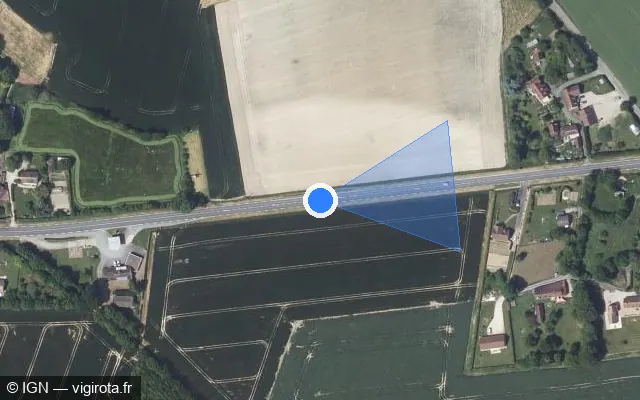 Vue satellite de l'emplacement du radar fixe à Vichères sur D 955
