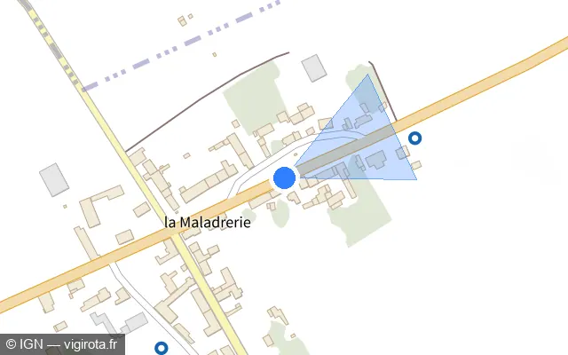 Vue plan de l'emplacement du radar fixe à Orgères-en-Beauce sur D 927