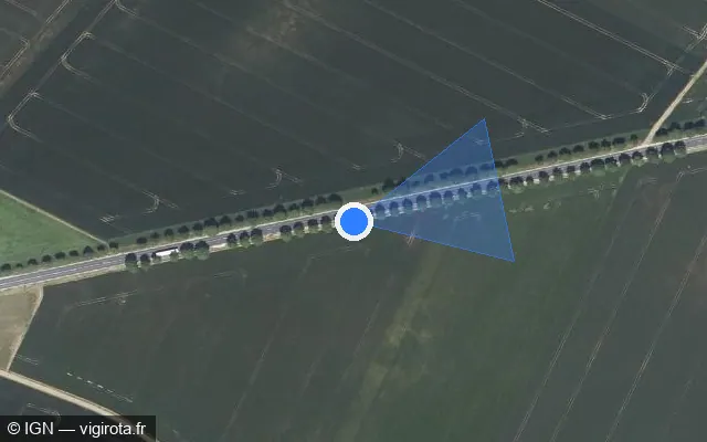 Vue satellite de l'emplacement du radar fixe à Cormainville sur D 927