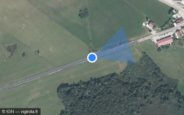 Vue satellite de l'emplacement du radar fixe à Censeau sur D 471