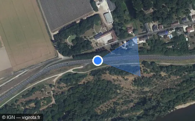 Vue satellite de l'emplacement du radar fixe à Monteaux sur D 952
