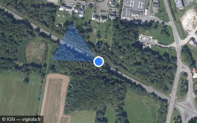 Vue satellite de l'emplacement du radar fixe à Kervignac sur D 194