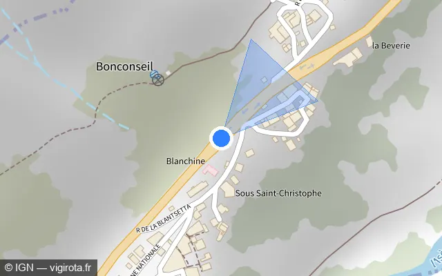 Vue plan de l'emplacement du radar fixe à Landry sur N 90
