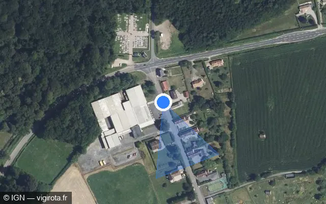 Vue satellite de l'emplacement du radar fixe à Sai sur Route de l'Abbaye / D 729