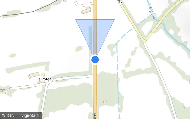 Vue plan de l'emplacement du radar fixe à Saint-Martin-des-Pézerits sur D 932