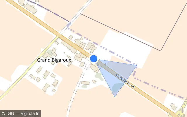 Vue plan de l'emplacement du radar fixe à Saint-Émilion sur Route de Castillon / D 670