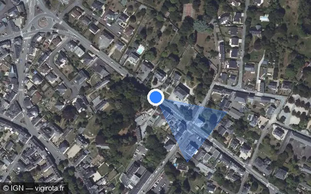 Vue satellite de l'emplacement du radar fixe à Mayenne sur Rue Ambroise de Loré / N 12