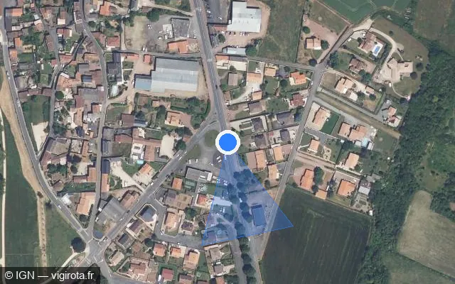 Vue satellite de l'emplacement du radar fixe à Saint-Jean-de-Thouars sur Route de Parthenay / D 938