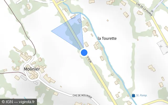 Vue plan de l'emplacement du radar fixe à Castres sur Avenue d'Albi / D 612