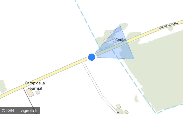 Vue plan de l'emplacement du radar fixe à Lizac sur Route de Moissac / D 927