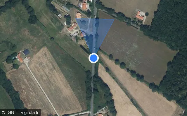 Vue satellite de l'emplacement du radar fixe à Soullans sur Route des Sables-d'Olonne / D 32