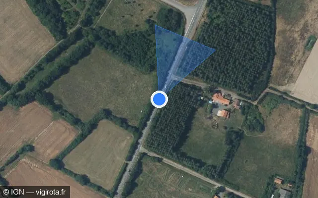 Vue satellite de l'emplacement du radar fixe à Vairé sur D 32