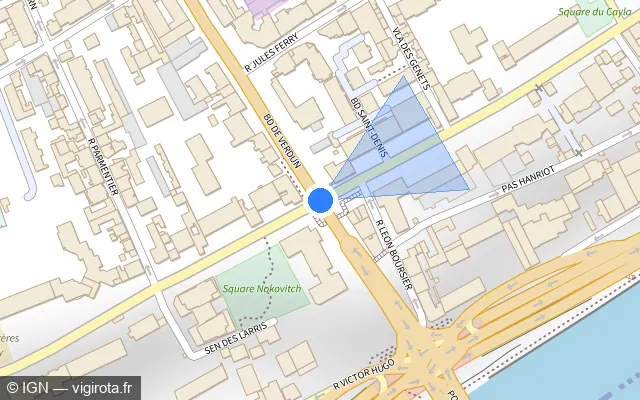 Vue plan de l'emplacement du radar fixe à Courbevoie sur Boulevard Saint-Denis / D 9