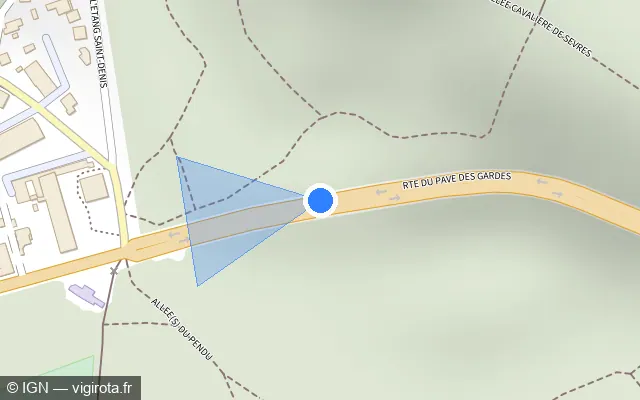 Vue plan de l'emplacement du radar fixe à Chaville sur Route du Pavé des Gardes / D 181