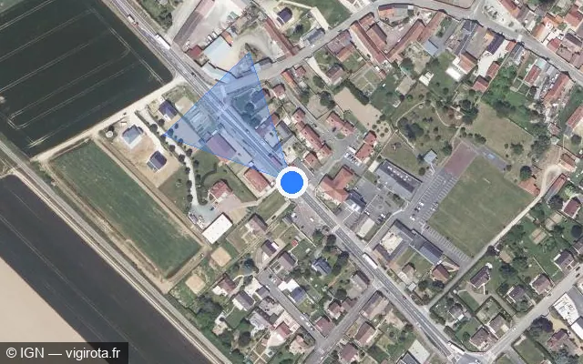 Vue satellite de l'emplacement du radar fixe à Gellainville sur Rue de la Mairie / N 154