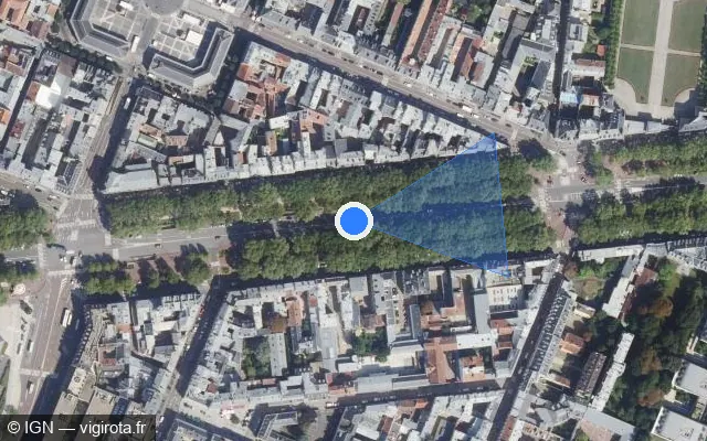 Vue satellite de l'emplacement du radar fixe à Versailles sur Avenue de Saint-Cloud / D 185