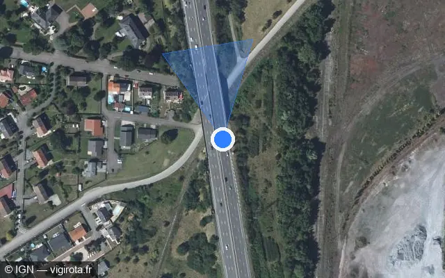Vue satellite de l'emplacement du radar fixe à Mondelange sur A 31 / E 25 / Autoroute de Lorraine-Bourgogne