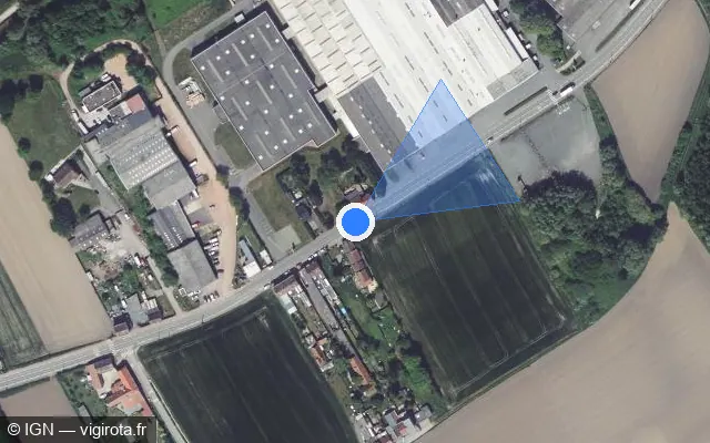 Vue satellite de l'emplacement du radar fixe à Halluin sur Rue de la Lys / M 945
