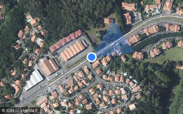 Vue satellite de l'emplacement du radar fixe à Bidart sur Avenue de Bayonne / D 810