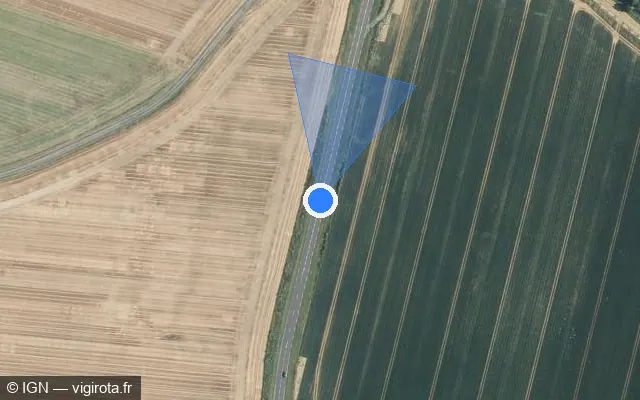 Vue satellite de l'emplacement du radar fixe à Éterpigny sur Route de Paris / D 1017