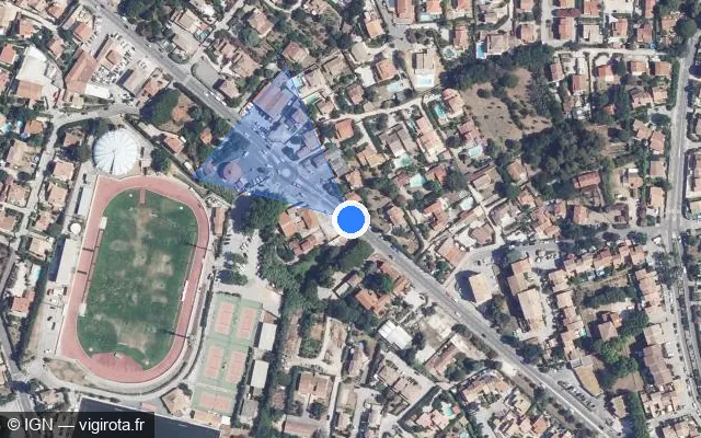 Vue satellite de l'emplacement du radar fixe à Six-Fours-les-Plages sur Avenue de la Mer / D 559