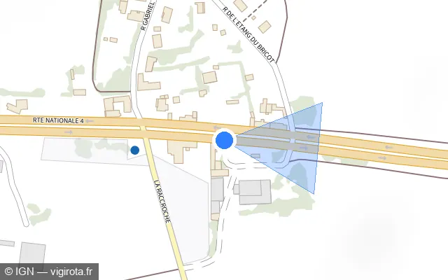 Vue plan de l'emplacement du radar fixe à La Noue sur Route Nationale 4 / N 4