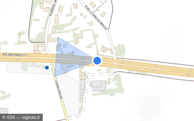 Vue plan de l'emplacement du radar fixe à La Noue sur Route Nationale 4 / N 4