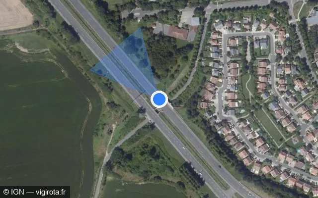 Vue satellite de l'emplacement du radar fixe à Bailly-Romainvilliers sur D 344P / Avenue Paul Séramy