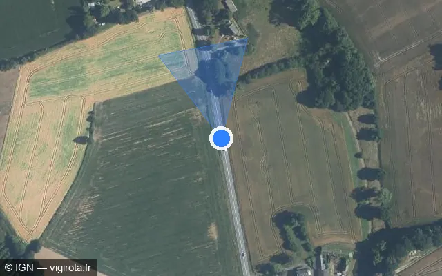 Vue satellite de l'emplacement du radar fixe à Landéhen sur D 14