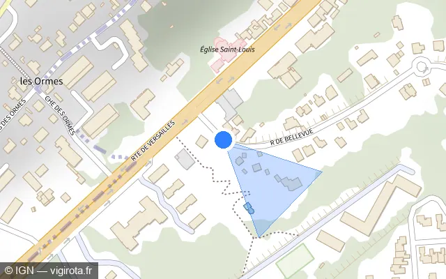 Vue plan de l'emplacement du radar fixe à Le Port-Marly sur Rue de Bellevue