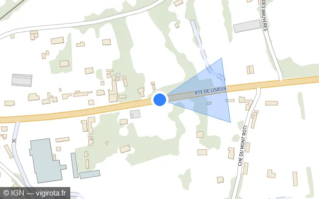 Vue plan de l'emplacement du radar fixe à L'Hôtellerie sur Route de Lisieux / D 613