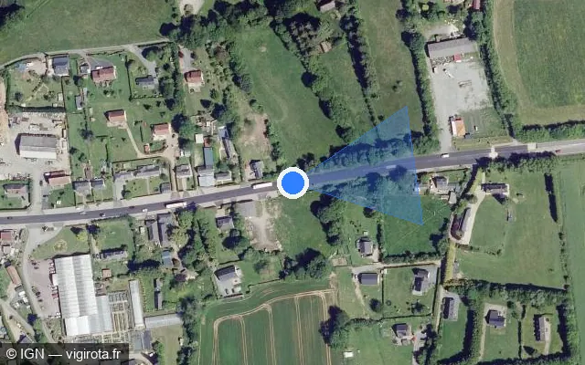 Vue satellite de l'emplacement du radar fixe à L'Hôtellerie sur Route de Lisieux / D 613