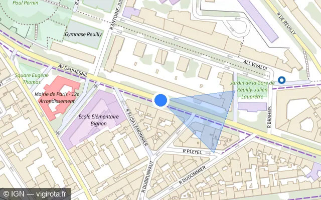Vue plan de l'emplacement du radar fixe à Saint-Mandé sur Avenue Daumesnil