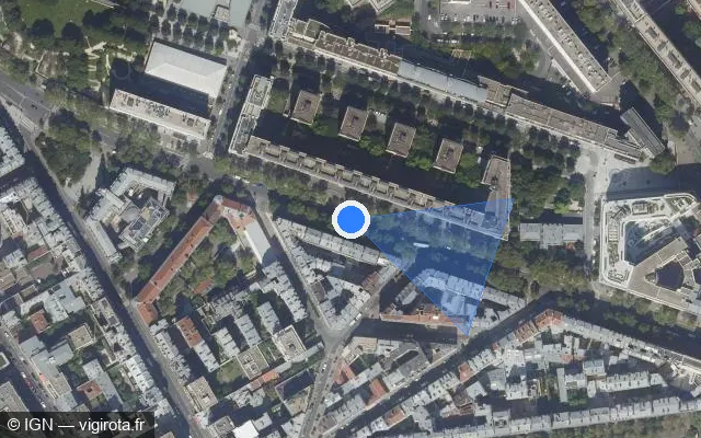 Vue satellite de l'emplacement du radar fixe à Saint-Mandé sur Avenue Daumesnil