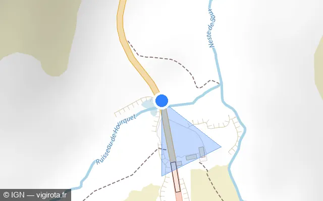 Vue plan de l'emplacement du radar fixe à Aragnouet sur Route d'Espagne / D 173