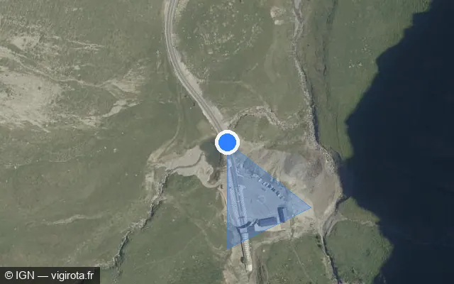 Vue satellite de l'emplacement du radar fixe à Aragnouet sur Route d'Espagne / D 173