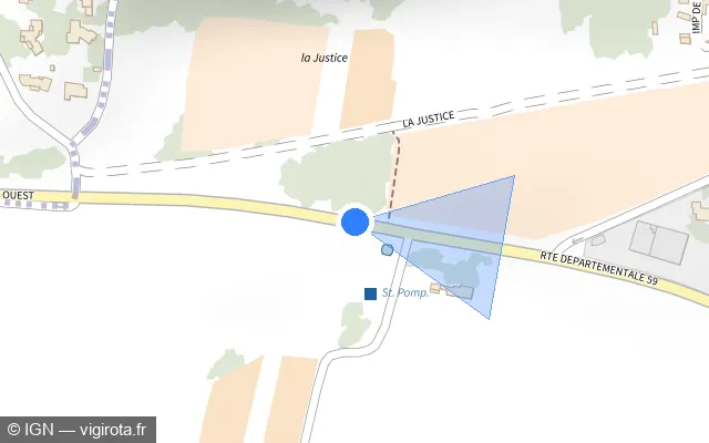 Vue plan de l'emplacement du radar fixe à Saint-Restitut sur D 59