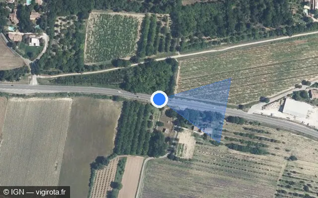 Vue satellite de l'emplacement du radar fixe à Saint-Restitut sur D 59
