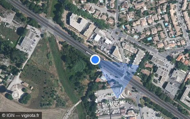 Vue satellite de l'emplacement du radar fixe à Lattes sur Avenue Georges Frêche