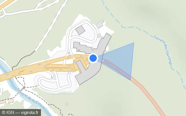 Vue plan de l'emplacement du radar fixe à Les Houches sur N 205 / E 25 / Tunnel du Mont Blanc